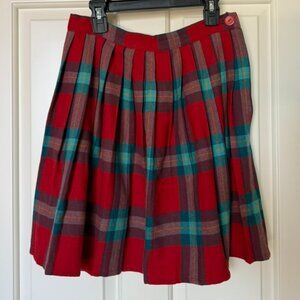 Vintage Red and Teal Plaid Skater Skirt